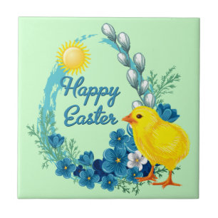 Happy Easter With Baby Chick Tile