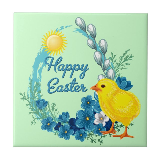 Happy Easter With Baby Chick Tile (Front)