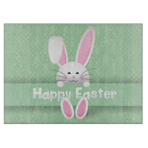 Happy Easter with Bunny Cutting Board