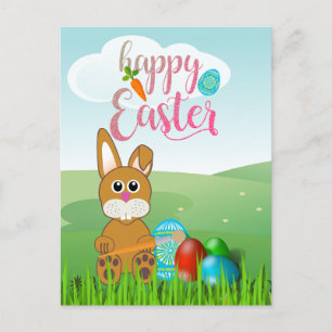 Happy Easter with Bunny Rabbit Kids Postcard