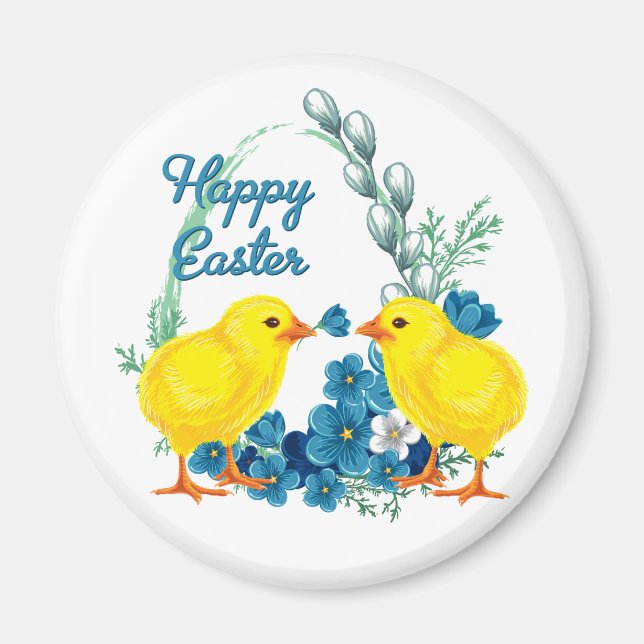 Happy Easter With Chicks Magnet (Front)