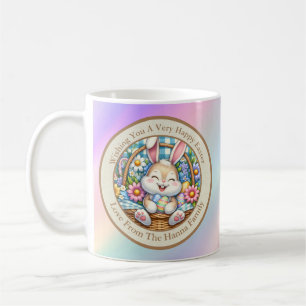 Happy Easter With Cute Bunny, Eggs, and Floral Coffee Mug