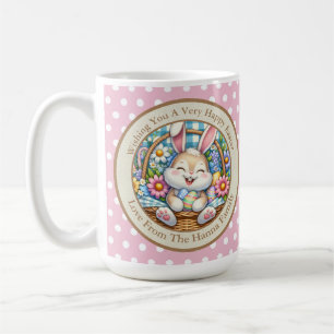 Happy Easter With Cute Bunny, Eggs, and Floral Coffee Mug