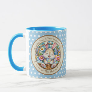 Happy Easter With Cute Bunny, Eggs, and Floral Mug