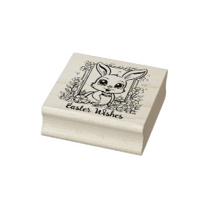 🐰Happy Easter with easter bunny and text Rubber Stamp