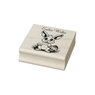 🐰Happy Easter with easter bunny and text Rubber Stamp