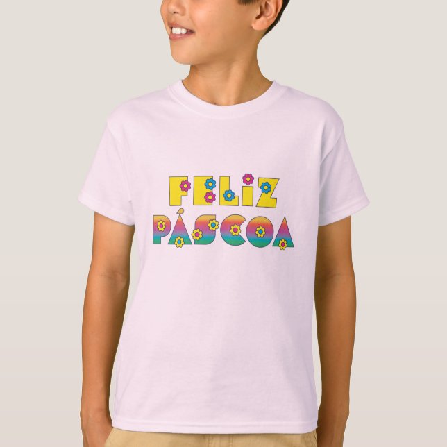 Happy Easter with Flowers T-Shirt (Front)