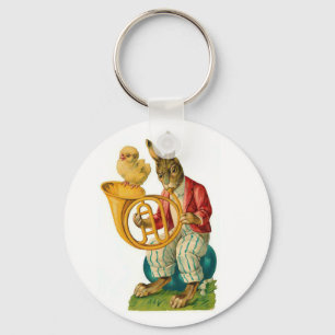 Happy Easter With French Horn Vintage Keychain
