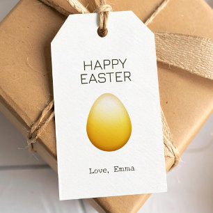 Happy Easter with Golden Egg Gift Tags