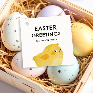 Happy Easter with little yellow chicken Favour Tags