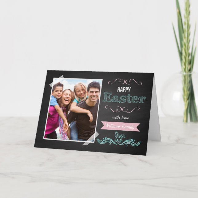 Happy Easter With Love Personalized with Photo Holiday Card (Front)