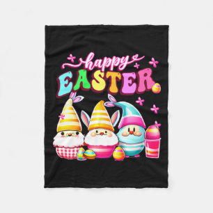 Happy Easter With My Gnomies Groovy Bunny Gnome Ea Fleece Blanket