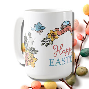 Happy Easter with Personalized Name Coffee Mug