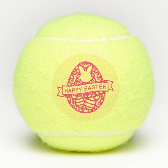 Happy Easter  with rabbit bunny  egg hoppy Tennis Balls (Front)