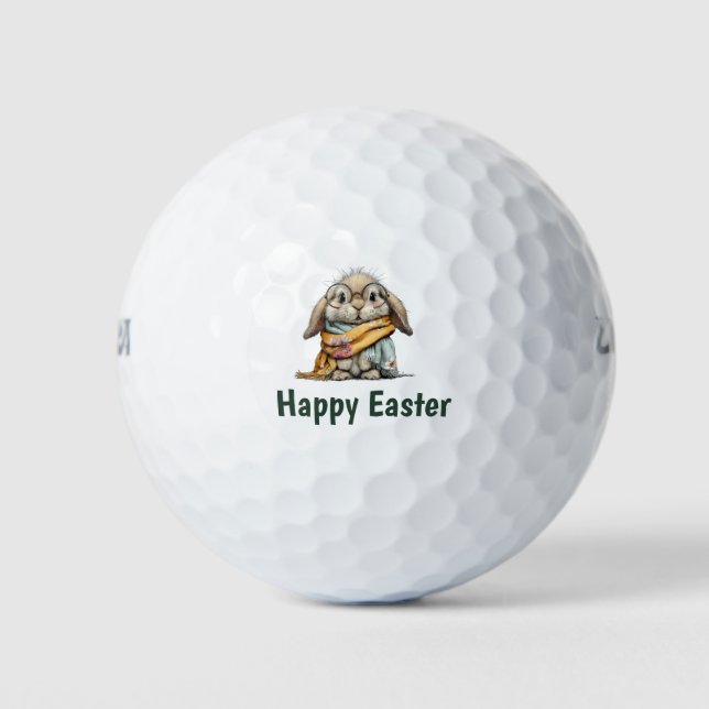 Happy Easter  with rabbit bunny  Golf Balls (Front)