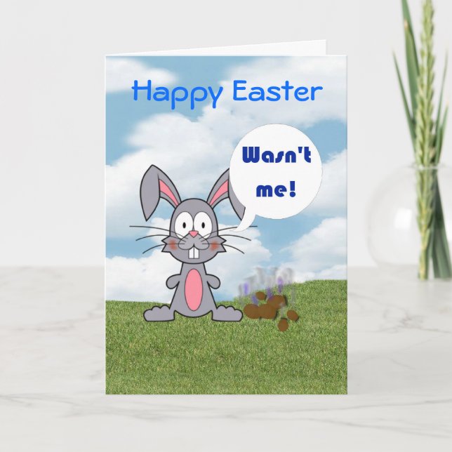 Happy Easter with rabbit humour funny Holiday Card (Front)