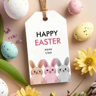 Happy Easter with three adorable baby bunnies Gift Tags