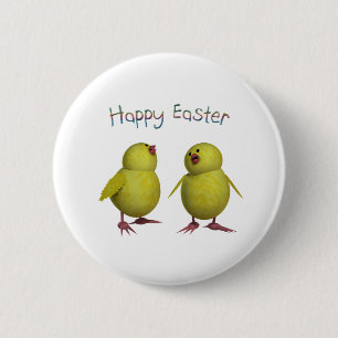 Happy Easter with Two Cute Chicks 2 Inch Round Button