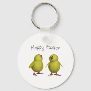 Happy Easter with Two Cute Chicks Keychain