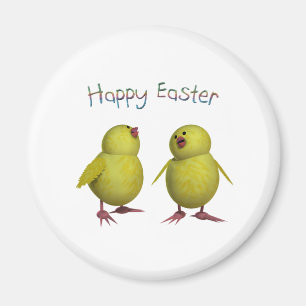 Happy Easter with Two Cute Chicks Magnet