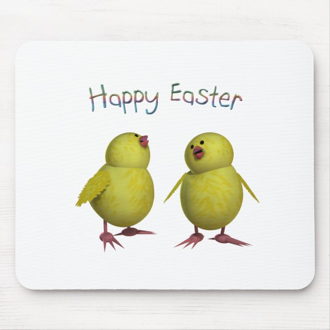Happy Easter with Two Cute Chicks Mouse Pad (Front)