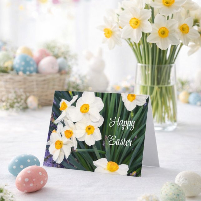 Happy Easter with White Daffodils Holiday Card (Creator Uploaded)