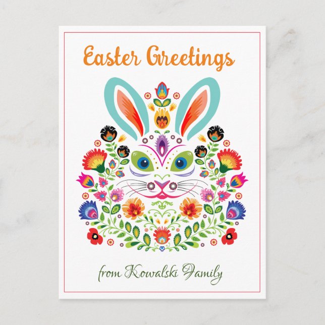  🐰Happy Easter (Wycinanki)  customizable  Postcard (Front)