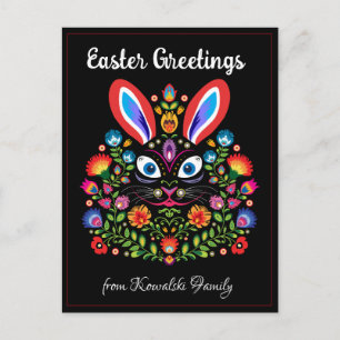 🐰Happy Easter (Wycinanki) customizable Postcard