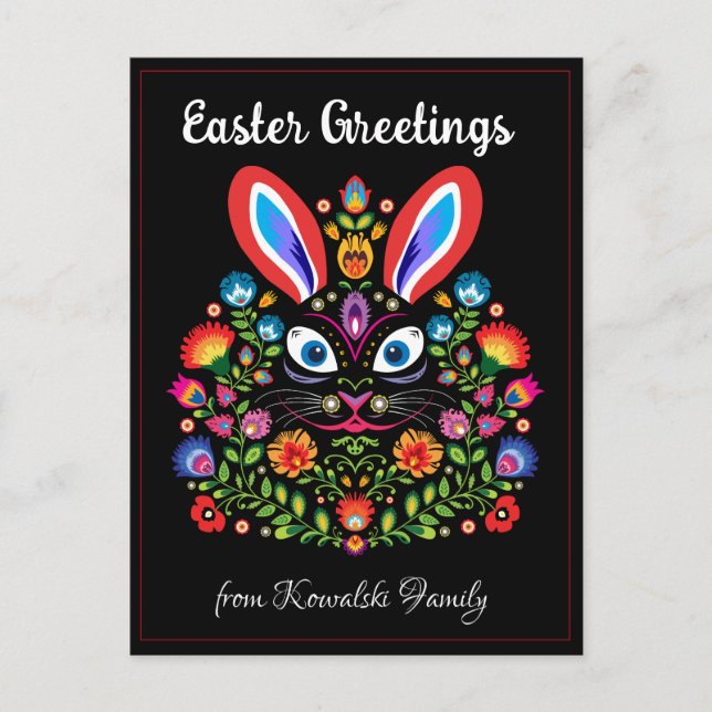  🐰Happy Easter (Wycinanki)  customizable  Postcard (Front)