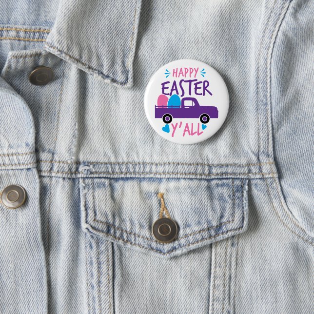 Happy Easter Y'all Modern Egg Truck Classic 2 Inch Round Button (In Situ)