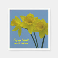 "Happy Easter" Yellow Daffodils Napkins
