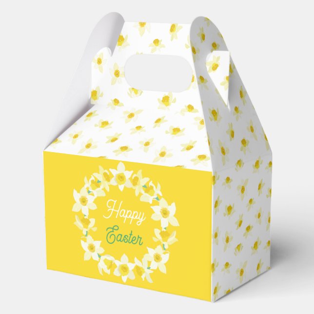 Happy Easter. Yellow Daffodils Spring Modern. Favor Box (Front)