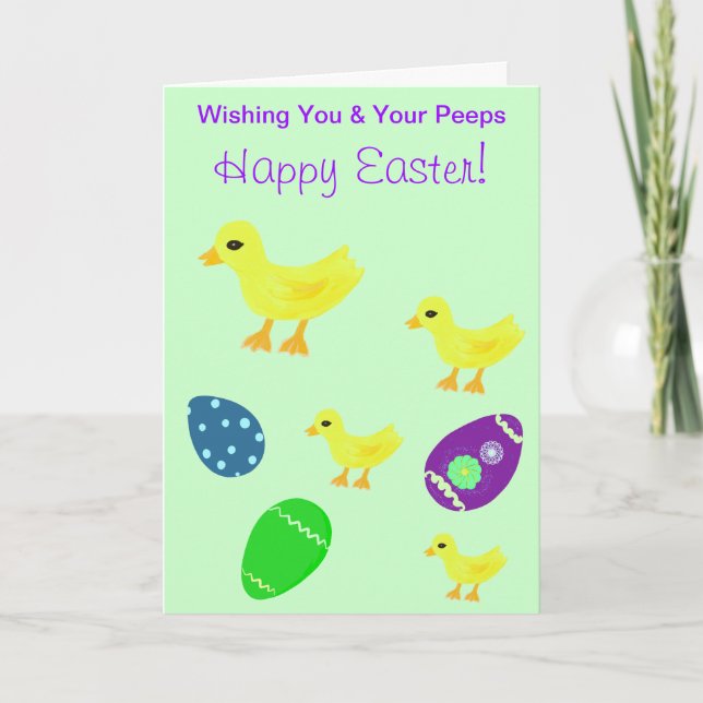 Happy Easter Yellow Ducks Holiday Card (Front)