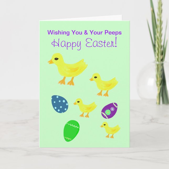 Happy Easter Yellow Ducks Holiday Card (Front)