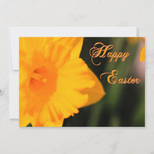 Happy Easter Yellow Spring Daffodil Flower Holiday Card