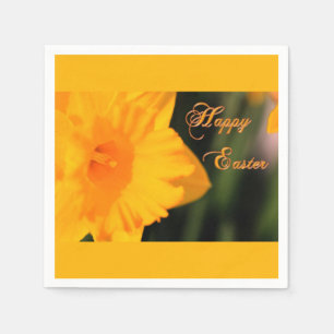 Happy Easter Yellow Spring Daffodil Flower Napkin