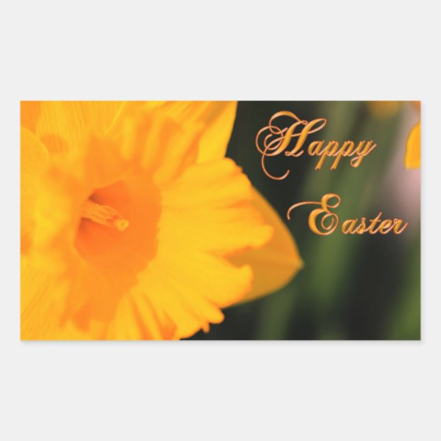Happy Easter Yellow Spring Daffodil Flower Sticker (Front)