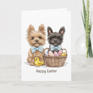 Happy Easter Yorkshire Terrier Dogs Card