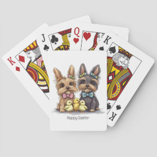 Happy Easter Yorkshire Terrier Dogs Playing Cards