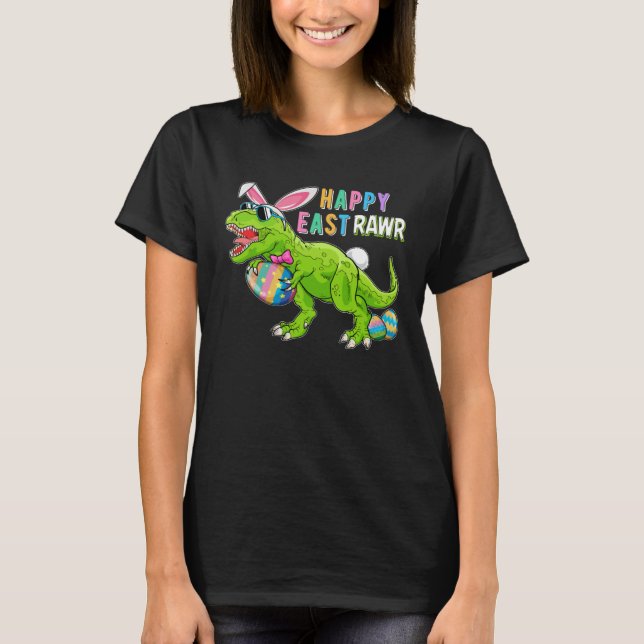 Happy Eastrawr Rex Dinosaur Easter Bunny Egg Costu T-Shirt (Front)