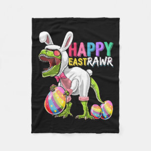 Happy Eastrawr T Rex Dinosaur Easter Bunny Egg Cos Fleece Blanket