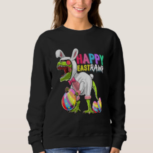 Happy Eastrawr T Rex Dinosaur Easter Bunny Egg Cos Sweatshirt