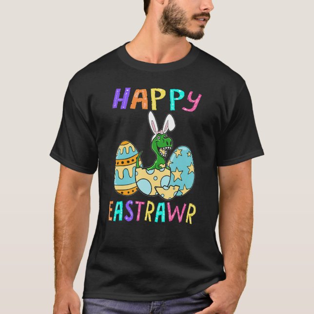Happy Eastrawr T Rex Dinosaur Easter Bunny Egg Cos T-Shirt (Front)