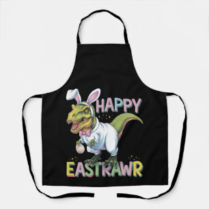 Happy Eastrawr T Rex Easter Dinosaur Bunny Egg Apron