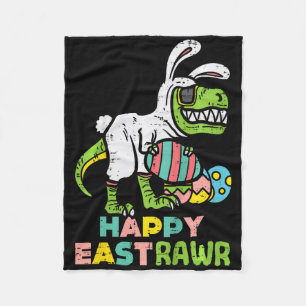 Happy Eastrawr Trex Easter Bunny Egg Funny Dinosau Fleece Blanket
