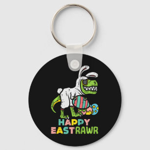 Happy Eastrawr Trex Easter Bunny Egg Funny Dinosau Keychain