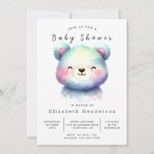 Happy Editable Bear Baby Shower Invitation