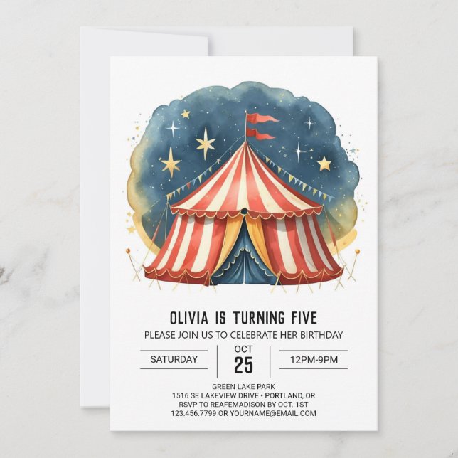 Happy Editable Carnival Circus Birthday Invitation (Front)
