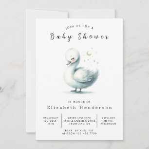 Happy Editable Swan Baby Shower Invitation