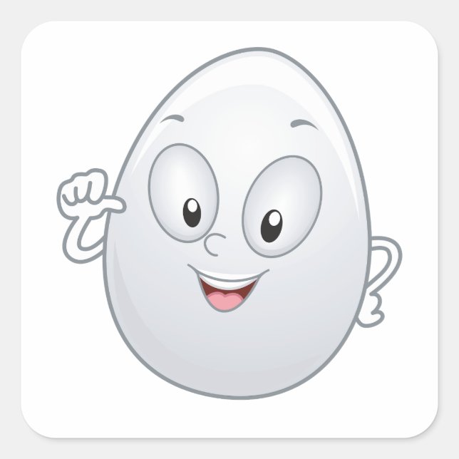 Happy Egg With A Face Square Sticker (Front)